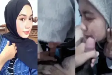 Hijab Cantik Sepong Kontol Gede Crot di Muka Penuh Peju